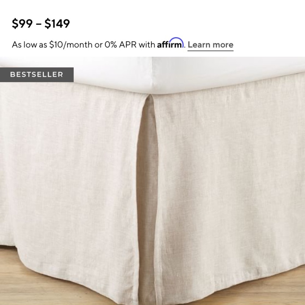 Pottery Barn 🌺 Belgian Flax Linen Bed Skirt Queen New Open Pack 18”